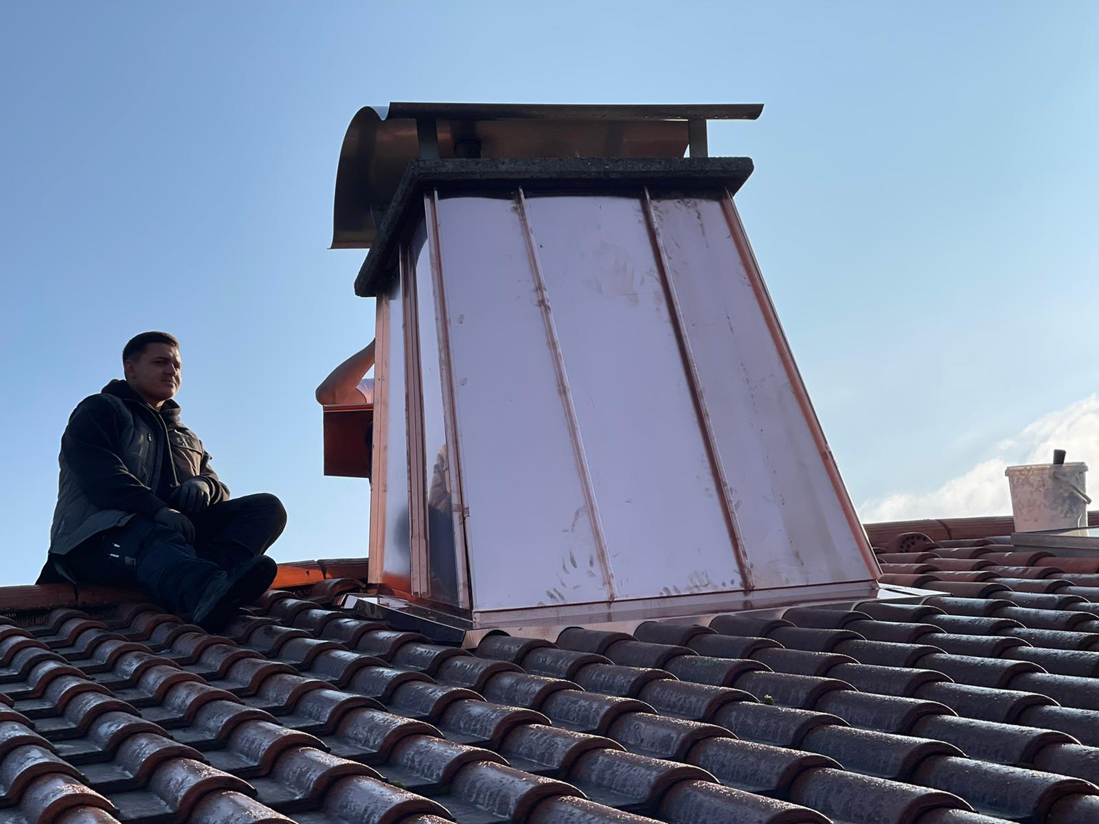 Kupferverwahrung am Kamin